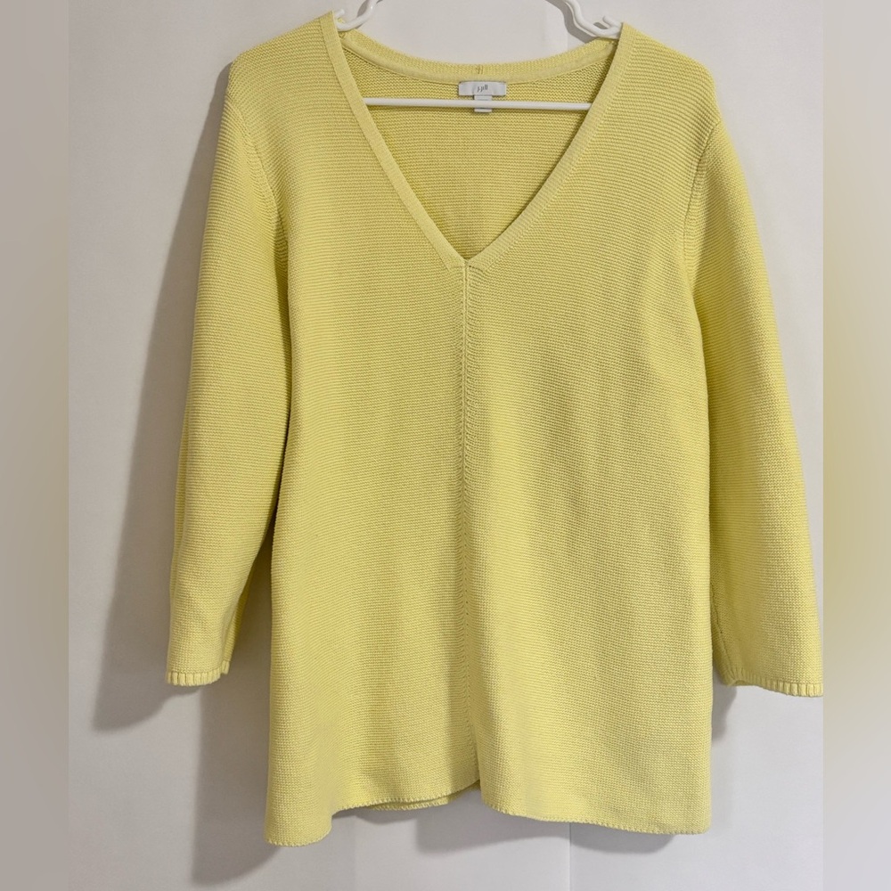 J. Jill Soft Lemon V-Neck Sweater XL Tall